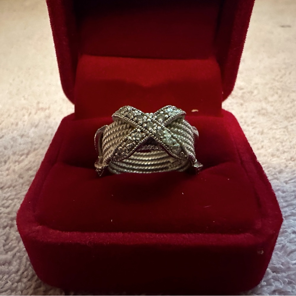 A Sterling Silver Ring with Pave CZs